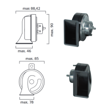 Сигнал ракушка 12V  ( высокий тон 500Hz ,низкий тон 410Hz  ): 