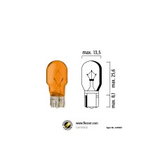 Flösser T13 W2,1х9,5d 12V 10W T13 цвет янтарный